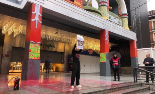 Futuro Vegetal destroza el parque infantil de El Corte Inglés.